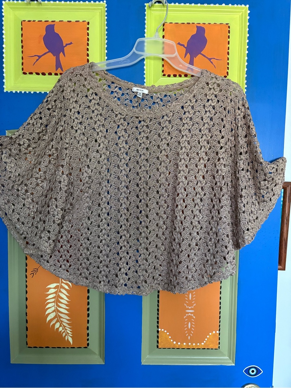 Nicola Crochet Metallic Shrug size medium.